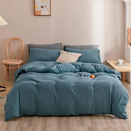 91家纺网 家纺一手货源 找家纺 简煦 2025新款针织印染纯色四件套 印-灰蓝