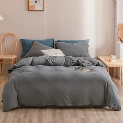 91家纺网 家纺一手货源 找家纺 简煦 2025新款针织印染纯色四件套 印-灰色