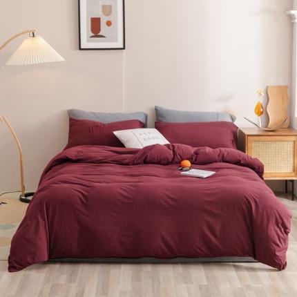 91家纺网 家纺一手货源 找家纺 简煦 2025新款针织印染纯色四件套 印-酱紫