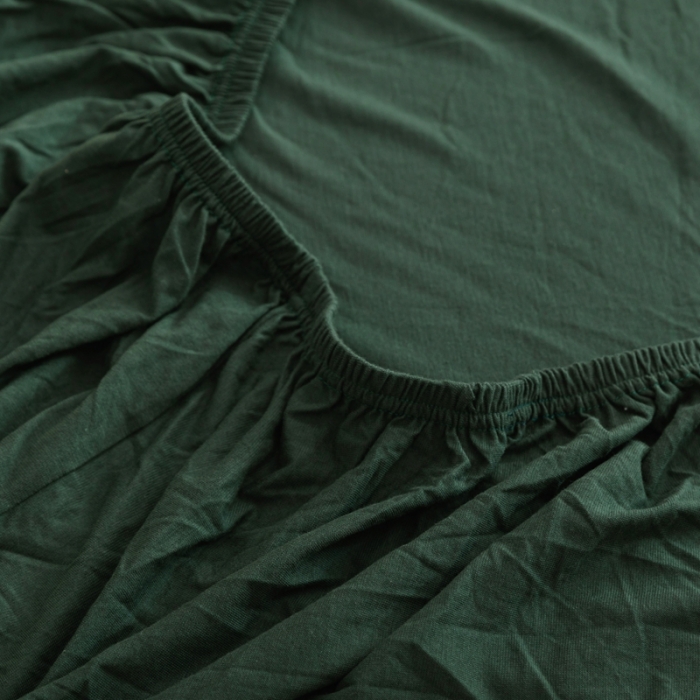 91家纺网 家纺一手货源 找家纺 简煦 2025新款针织印染纯色四件套 印-墨绿