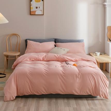 91家纺网 家纺一手货源 找家纺 简煦 2025新款针织印染纯色四件套 印-浅粉