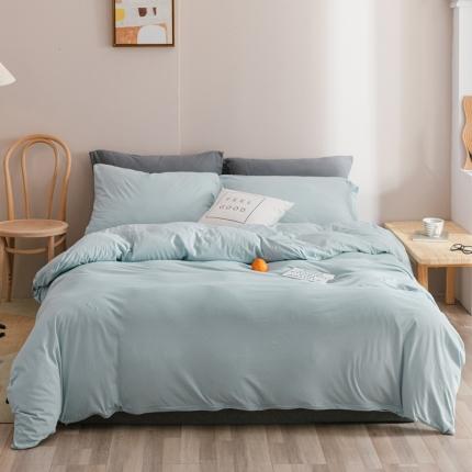 91家纺网 家纺一手货源 找家纺 简煦 2025新款针织印染纯色四件套 印-浅蓝