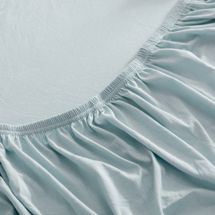 91家纺网 家纺一手货源 找家纺 简煦 2025新款针织印染纯色四件套 印-浅蓝