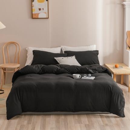 91家纺网 家纺一手货源 找家纺 简煦 2025新款针织印染纯色四件套 印-深灰黑