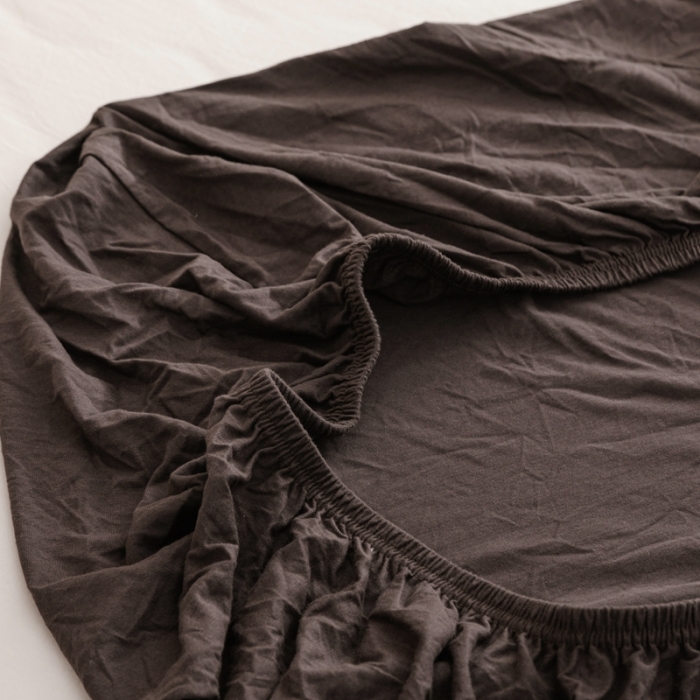 91家纺网 家纺一手货源 找家纺 简煦 2025新款针织印染纯色四件套 印-深咖