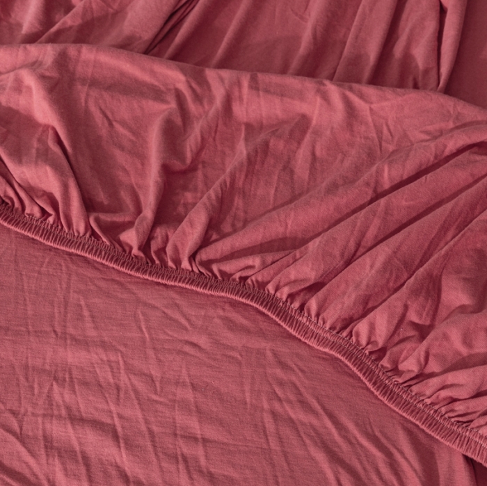 91家纺网 家纺一手货源 找家纺 简煦 2025新款针织印染纯色四件套 印-西瓜红