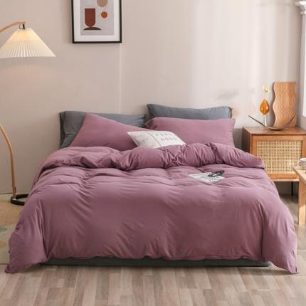 91家纺网 家纺一手货源 找家纺 简煦 2025新款针织印染纯色四件套 印-紫罗兰