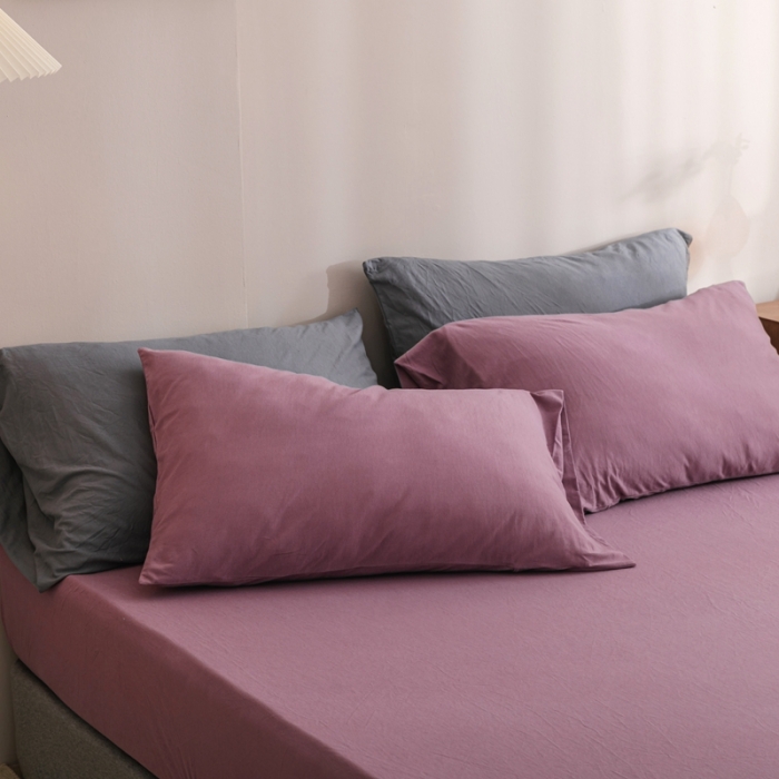 91家纺网 家纺一手货源 找家纺 简煦 2025新款针织印染纯色四件套 印-紫罗兰