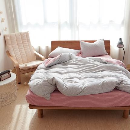 91家纺网 家纺一手货源 找家纺 （总）简煦 2025新款全棉色纺针织棉条纹纯色四件套系列2