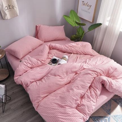 91家纺网 家纺一手货源 找家纺 （总）简煦 2025新款全棉色纺针织棉条纹纯色四件套系列2