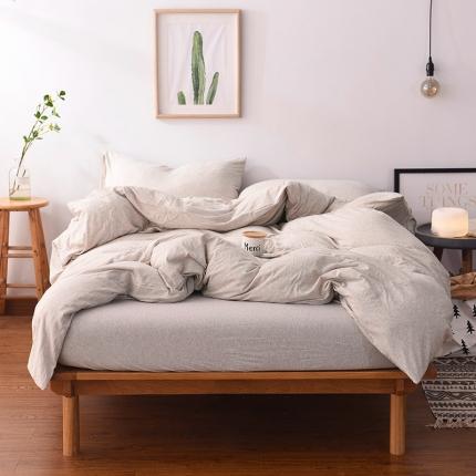 91家纺网 家纺一手货源 找家纺 （总）简煦 2025新款全棉色纺针织棉条纹纯色四件套系列2