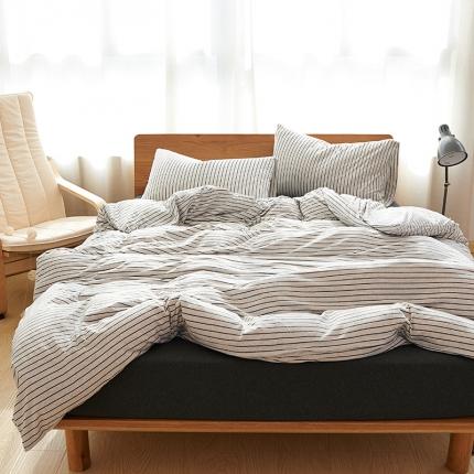 91家纺网 家纺一手货源 找家纺 （总）简煦 2025新款全棉色纺针织棉条纹纯色四件套系列2