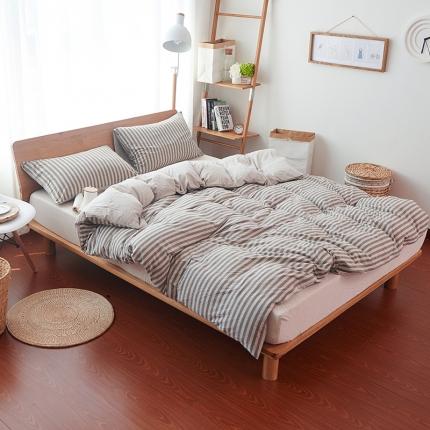 91家纺网 家纺一手货源 找家纺 （总）简煦 2025新款全棉色纺针织棉条纹纯色四件套系列2