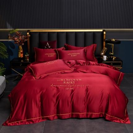 91家纺网 家纺一手货源 找家纺 （总）意尚风情2023新款绣花水洗真丝四件套