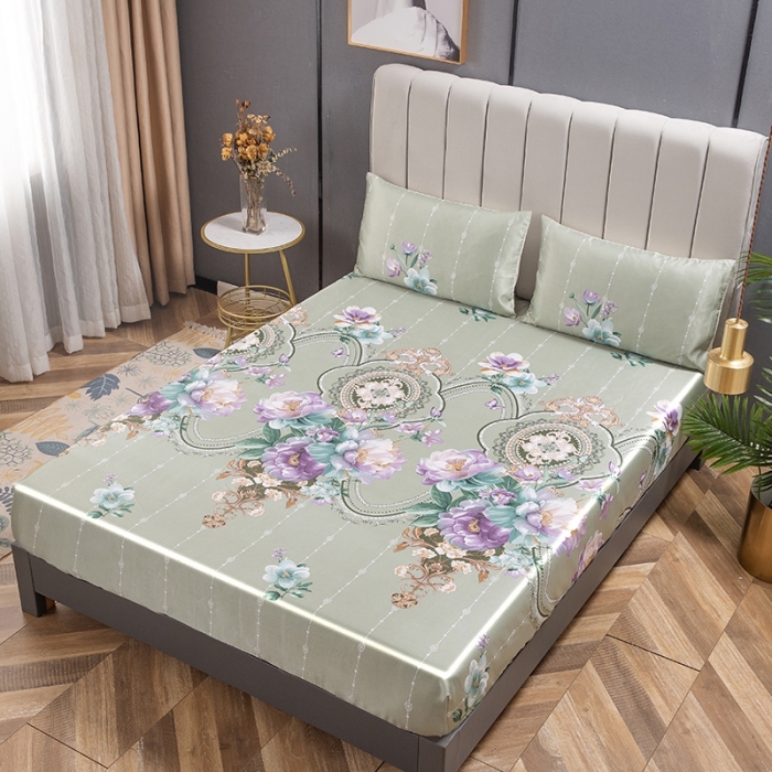 91家纺网 家纺一手货源 找家纺 纽缦 2021新款冰丝凉席三件套床笠款 满庭芳绿