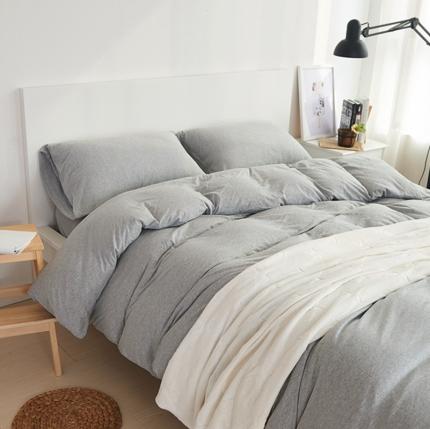 91家纺网 家纺一手货源 找家纺 （总）简煦2025新款全棉色纺针织棉条纹纯色四件套系列1单被套