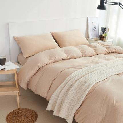 91家纺网 家纺一手货源 找家纺 （总）简煦2025新款全棉色纺针织棉条纹纯色四件套系列1单被套