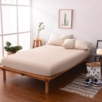 91家纺网 家纺一手货源 找家纺 （总）简煦2025新款全棉色纺针织棉条纹纯色四件套系列1单床笠