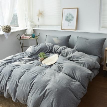 91家纺网 家纺一手货源 找家纺 （总）简煦2025新款全棉色纺针织棉条纹纯色四件套系列2单被套