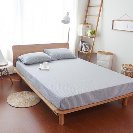 91家纺网 家纺一手货源 找家纺 （总）简煦2025新款全棉色纺针织棉条纹纯色四件套系列2单床笠