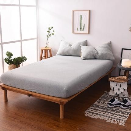 91家纺网 家纺一手货源 找家纺 （总）简煦2025新款全棉色纺针织棉条纹纯色四件套系列2单床笠