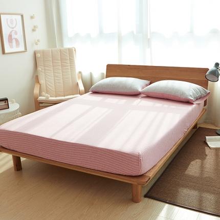 91家纺网 家纺一手货源 找家纺 （总）简煦2025新款全棉色纺针织棉条纹纯色四件套系列2单床笠