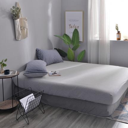 91家纺网 家纺一手货源 找家纺 （总）简煦2025新款全棉色纺针织棉条纹纯色四件套系列2单床笠