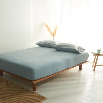 91家纺网 家纺一手货源 找家纺 （总）简煦2025新款全棉色纺针织棉条纹纯色四件套系列2单床笠