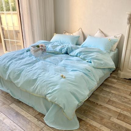 91家纺网 家纺一手货源 找家纺 （总）玛奇朵2021新款全棉色织水洗棉贝壳边四件套妮可系列