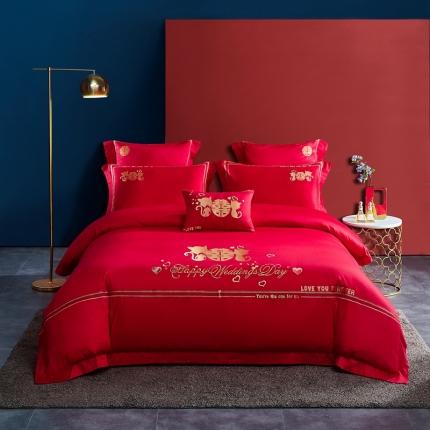 91家纺网 家纺一手货源 找家纺 （总）高大尚婚庆馆 2021新款60s新简约时尚婚庆多件套