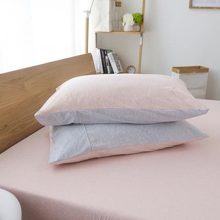 91家纺网 家纺一手货源 找家纺 （总）简煦2025新款全棉色纺针织棉条纹纯色四件套系列2单枕套