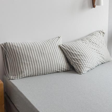 91家纺网 家纺一手货源 找家纺 （总）简煦2025新款全棉色纺针织棉条纹纯色四件套系列2单枕套