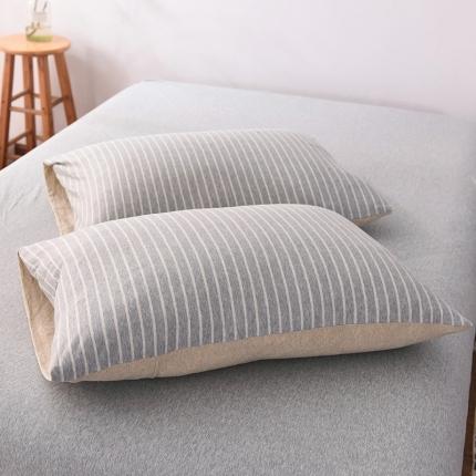 91家纺网 家纺一手货源 找家纺 （总）简煦2025新款全棉色纺针织棉条纹纯色四件套系列2单枕套