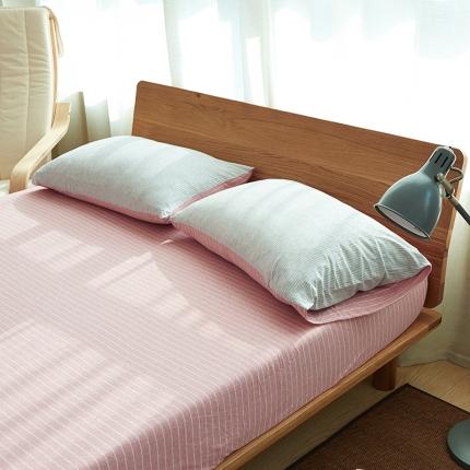 91家纺网 家纺一手货源 找家纺 （总）简煦2025新款全棉色纺针织棉条纹纯色四件套系列2单枕套