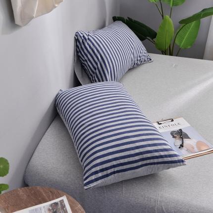 91家纺网 家纺一手货源 找家纺 （总）简煦2025新款全棉色纺针织棉条纹纯色四件套系列2单枕套