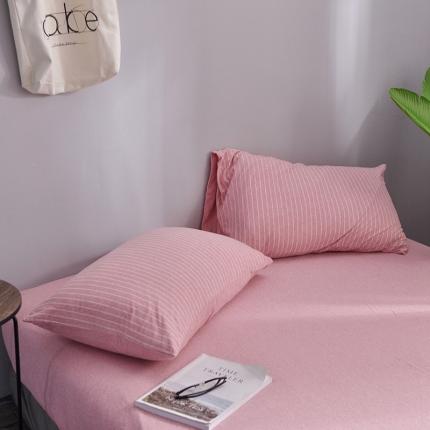 91家纺网 家纺一手货源 找家纺 （总）简煦2025新款全棉色纺针织棉条纹纯色四件套系列2单枕套