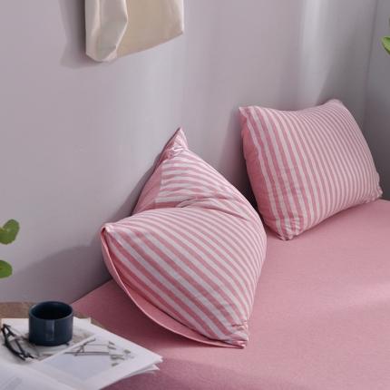 91家纺网 家纺一手货源 找家纺 （总）简煦2025新款全棉色纺针织棉条纹纯色四件套系列2单枕套