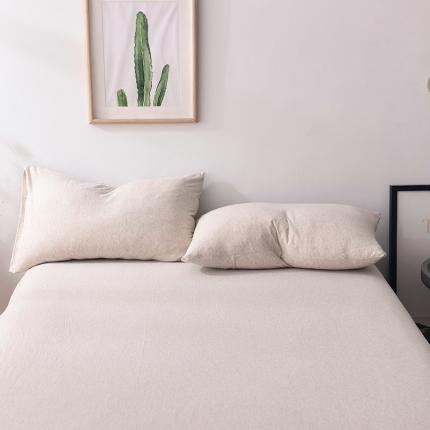 91家纺网 家纺一手货源 找家纺 （总）简煦2025新款全棉色纺针织棉条纹纯色四件套系列2单枕套