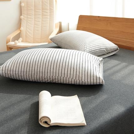 91家纺网 家纺一手货源 找家纺 （总）简煦2025新款全棉色纺针织棉条纹纯色四件套系列2单枕套