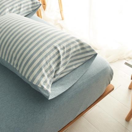 91家纺网 家纺一手货源 找家纺 （总）简煦2025新款全棉色纺针织棉条纹纯色四件套系列2单枕套