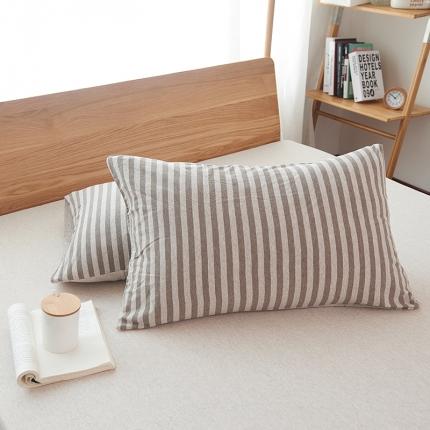 91家纺网 家纺一手货源 找家纺 （总）简煦2025新款全棉色纺针织棉条纹纯色四件套系列2单枕套