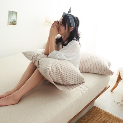 91家纺网 家纺一手货源 找家纺 （总）简煦2025新款全棉色纺针织棉条纹纯色四件套系列2单枕套