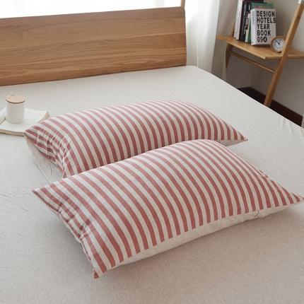 91家纺网 家纺一手货源 找家纺 （总）简煦2025新款全棉色纺针织棉条纹纯色四件套系列2单枕套