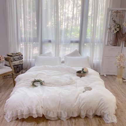 91家纺网 家纺一手货源 找家纺 （总）玛奇朵 2021新款华夫格雪纺纱全棉色织提花四件套