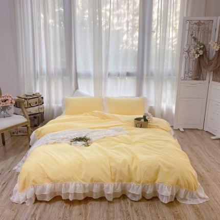 91家纺网 家纺一手货源 找家纺 （总）玛奇朵 2021新款华夫格雪纺纱全棉色织提花四件套