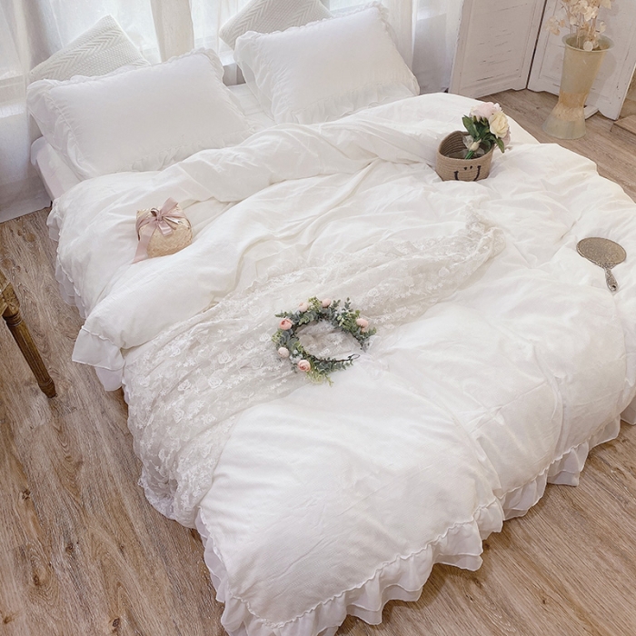 91家纺网 家纺一手货源 找家纺 （总）玛奇朵 2021新款华夫格雪纺纱全棉色织提花四件套