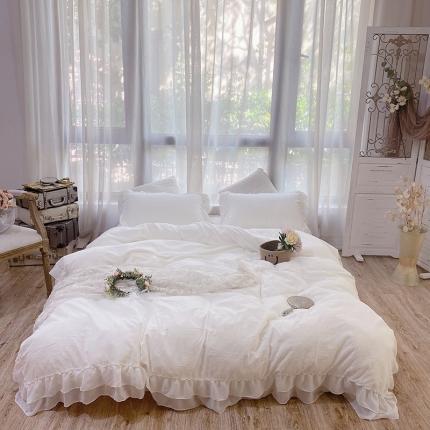 （总）玛奇朵 2021新款华夫格雪纺纱全棉色织提花四件套