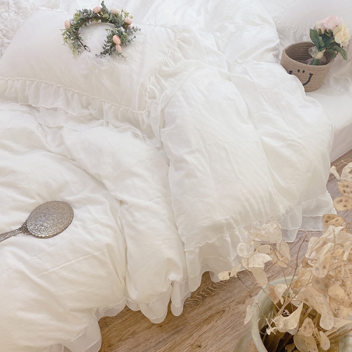 91家纺网 家纺一手货源 找家纺 （总）玛奇朵 2021新款华夫格雪纺纱全棉色织提花四件套