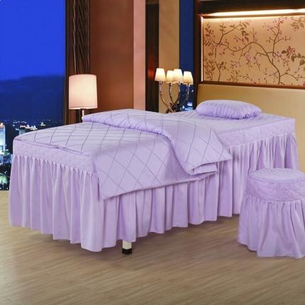 91家纺网 家纺一手货源 找家纺 乐逸家纺 美容院时尚格子磨毛亲肤棉美容床罩按摩床时尚格子浅紫