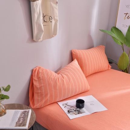 91家纺网 家纺一手货源 找家纺 （总）简煦2025新款全棉色纺针织棉条纹纯色四件套系列3单枕套